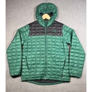 The North Face Boys XL ThermoBall Eco Hooded Puffer Jacket Green Black 18/20